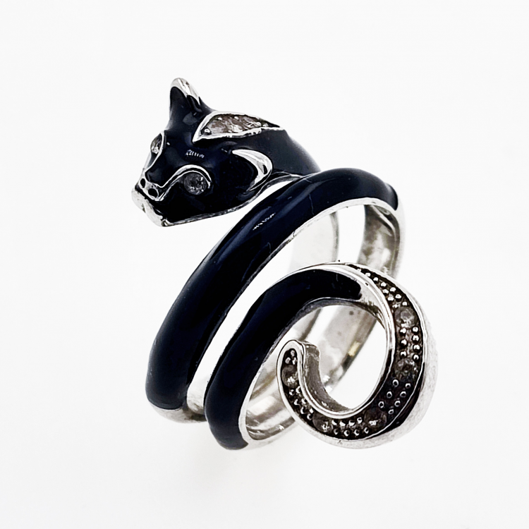 Anillo pantera en zafiro con plata 925 bañada