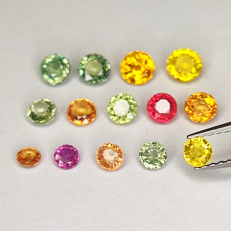 1 ct Zafiro songea varios colores redondo de 2.65 mm a 4.05 mm