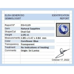 2,05 ct Zaffiro blu ovale 6,85 x 6,47 x 4,84 mm