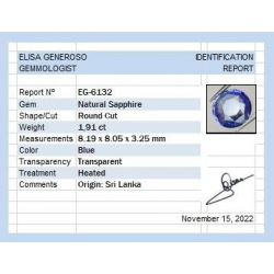 1,91 ct Ovaler Blau Saphir 8,19 x 8,05 x 3,25 mm