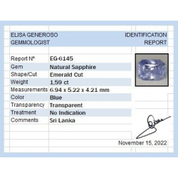 1,59 ct Zafiro blu talla esmeralda 6,94 x 5,22 x 4,21 mm