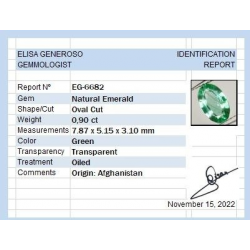 0,90 ct Émeraude ovale 7,87 x 5,15 x 3,10 mm