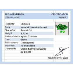 2,72 ct Tsavorit Rund Größe ca. 2,65 mm