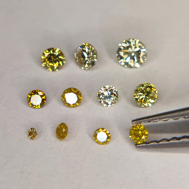 Diamante giallo fantasia taglio rotondo 1,2-2,65 mm