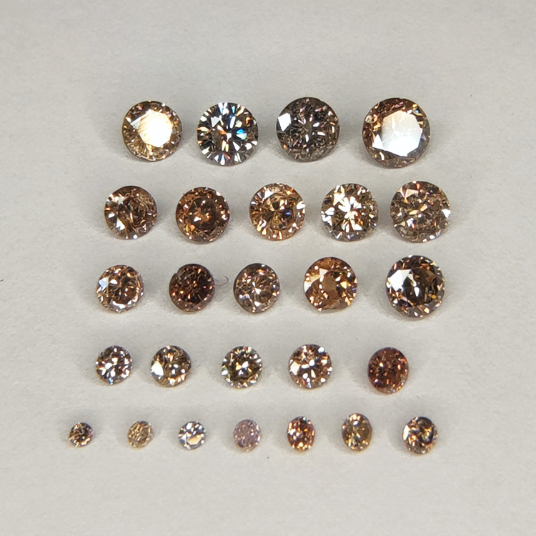 Brown diamond in round cut 1.00-3.65 mm