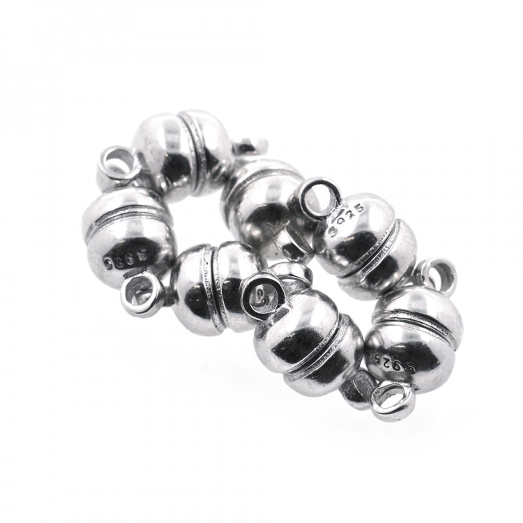 Cierre de imán de plata 925 bañada en rodio 12 x 6 mm