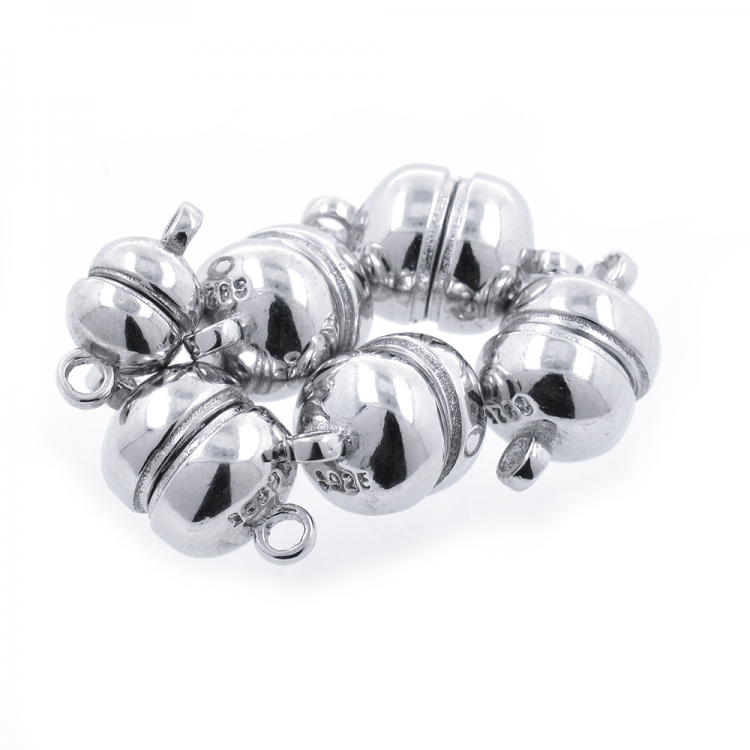 Rhodinierte Magnetschließe aus 925er Sterlingsilber 14 x 8 mm