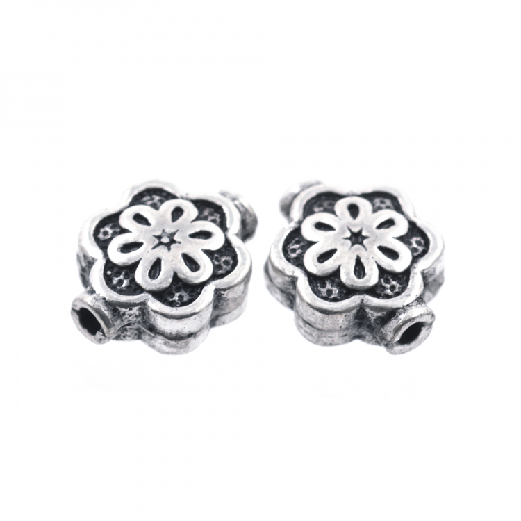 DIY Rhodium plated 925 silver bead 10 x 8 mm