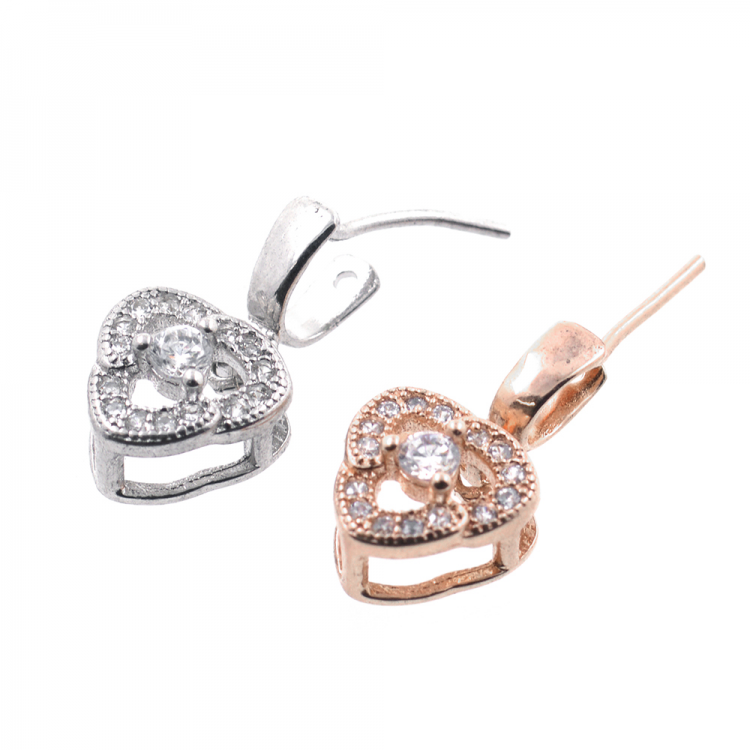 Fai da te Gancio in argento 925 placcato oro rosa o rodiato 14 x 8 mm
