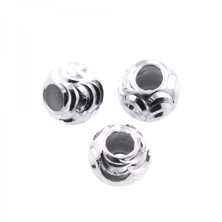 DIY Rhodium plated 925 silver bead 4 x 3 mm