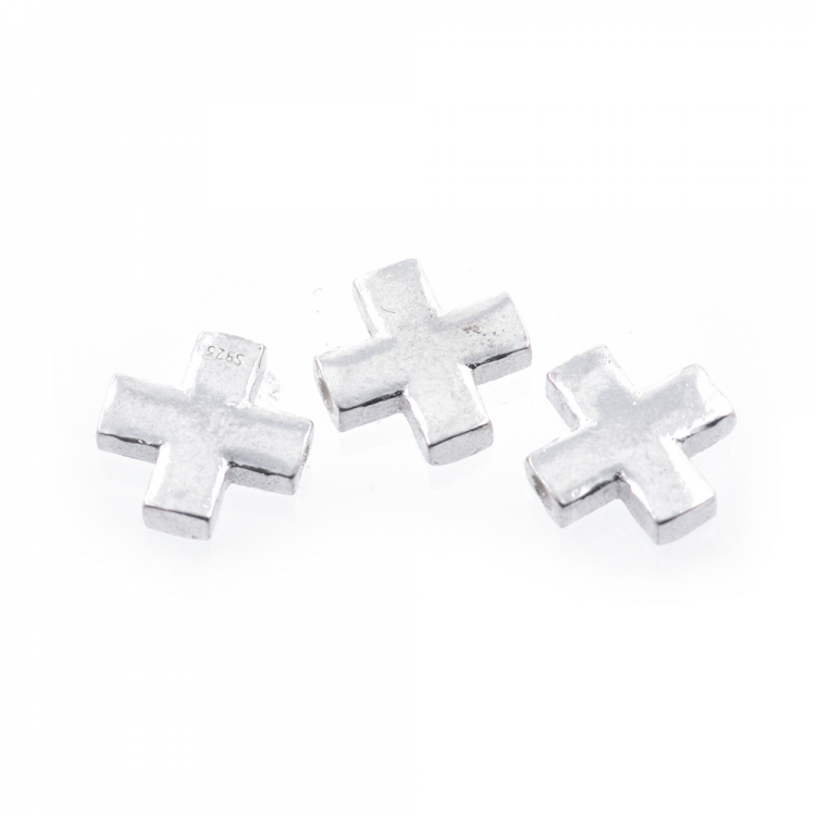 DIY Abalorio Cruz de plata 925 bañada en rodio 8 mm