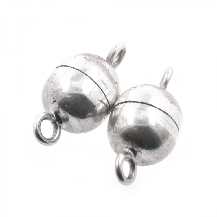 Rhodium-plated 925 sterling silver magnet clasp 17 x 8 mm