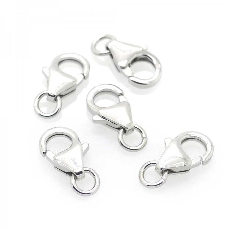 DIY Rhodinierter 925 Silber Karabiner 13 x 6 mm