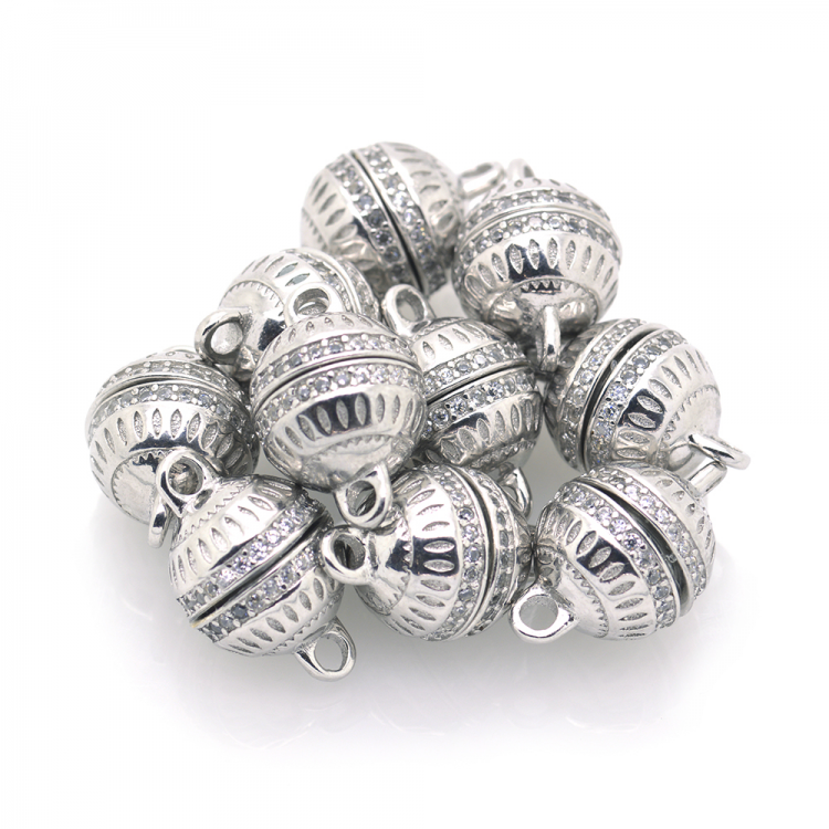 Cierre  de imán de plata 925 bañada en rodio 16 x 10 mm