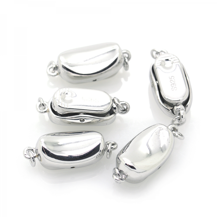 Rhodium plated silver 925 clasp 13 x 8 mm