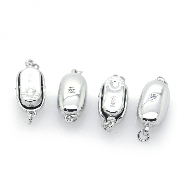 Rhodinierter 925er Sterlingsilber-Verschluss mit Zirkonia 19 x 8 mm