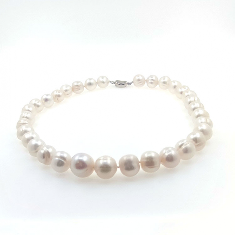 Collier de perles de rivière 13 mm en argent d'une longueur de 40 cm