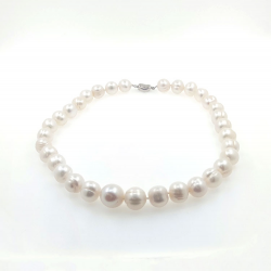 Collar de  perlas  de rio 13 mm en plata con 40 cm de largo