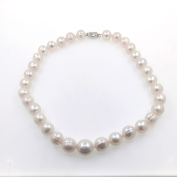 Collar de  perlas  de rio 12 mm en plata con 40 cm de largo