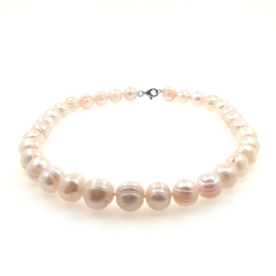 Collana di perle di fiume 12 mm in argento lunga 40 cm