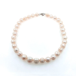 Collana di perle di fiume 12 mm in argento lunga 40 cm