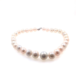 Collar de  perlas  de rio 12 mm en plata con 40 cm de largo