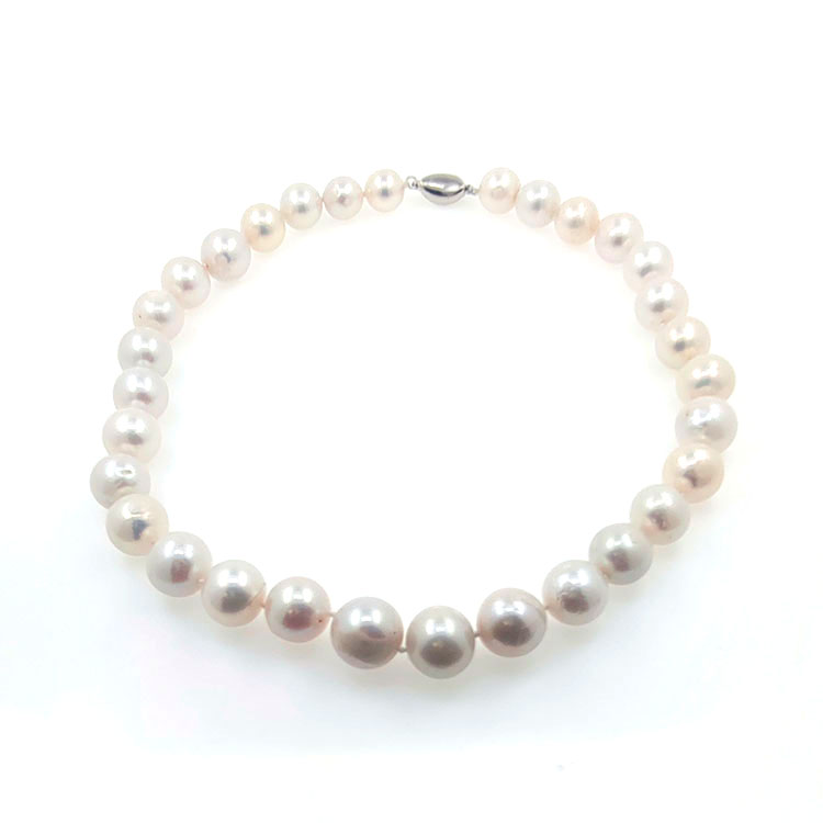 Collar de  perlas  de rio 12 mm en plata con 40 cm de largo
