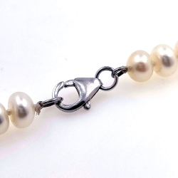 Collier de perles de rivière 6,3 mm en argent d'une longueur de 40 cm