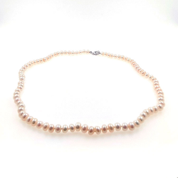 Collier de perles de rivière 6,3 mm en argent d'une longueur de 40 cm