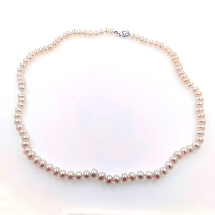 Flussperlenkette 6,3 mm in Silber mit 40 cm Länge