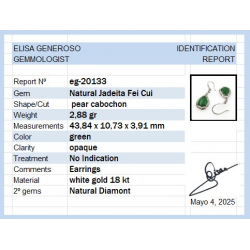 Pendientes Naturales de Jadeita Fei Cui con Diamante Natural en oro blanco de 18kt