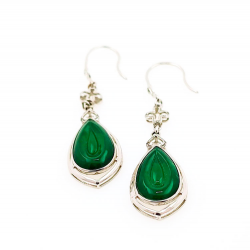 Pendientes Naturales de Jadeita Fei Cui con Diamante Natural en oro blanco de 18kt