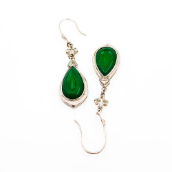 Pendientes Naturales de Jadeita Fei Cui con Diamante Natural en oro blanco de 18kt
