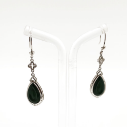 Pendientes Naturales de Jadeita Fei Cui con Diamante Natural en oro blanco de 18kt