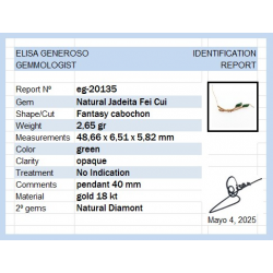 Collar de Jadeita Fei Cui Natural con Diamante Natural en oro blanco de 18kt