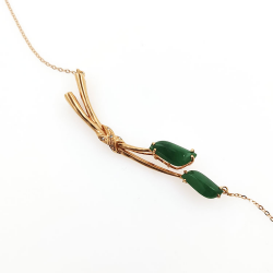 Collar de Jadeita Fei Cui Natural con Diamante Natural en oro blanco de 18kt