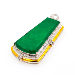 Fei Cui Anhänger aus natürlichem Jadeit mit natürlichem Diamant in 18kt Weißgold