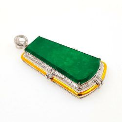 Fei Cui Anhänger aus natürlichem Jadeit mit natürlichem Diamant in 18kt Weißgold
