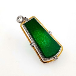 Fei Cui Anhänger aus natürlichem Jadeit mit natürlichem Diamant in 18kt Weißgold