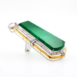 Fei Cui Anhänger aus natürlichem Jadeit mit natürlichem Diamant in 18kt Weißgold