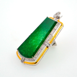 Fei Cui Anhänger aus natürlichem Jadeit mit natürlichem Diamant in 18kt Weißgold