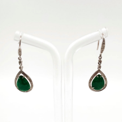Pendientes de Jadeita Fei Cui Natural con Diamante Natural en oro blanco de 18kt