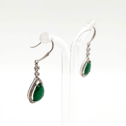 Pendientes de Jadeita Fei Cui Natural con Diamante Natural en oro blanco de 18kt