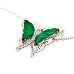 Collar Mariposa de Jadeita Fei Cui Natural con Diamante Natural en oro blanco de 18kt