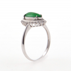 Anillo sol de Jadeita Fei Cui Natural con Diamante Natural en oro blanco de 18kt