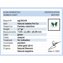 Anillo Mariposa de Jadeita Fei Cui Natural con Diamante Natural en oro blanco de 18kt