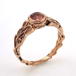 Anillo de Zafiro Padsparadcha  No calentado en oro rosa de 18 kt nudo celta