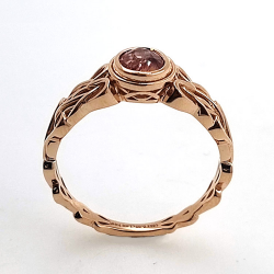 Anillo de Zafiro Padsparadcha  No calentado en oro rosa de 18 kt nudo celta