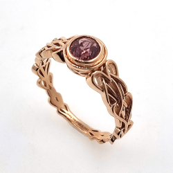 Unerhitzter Padsparadcha Saphir Ring aus 18kt Roségold Keltischer Knoten