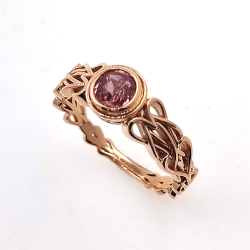 Unerhitzter Padsparadcha Saphir Ring aus 18kt Roségold Keltischer Knoten